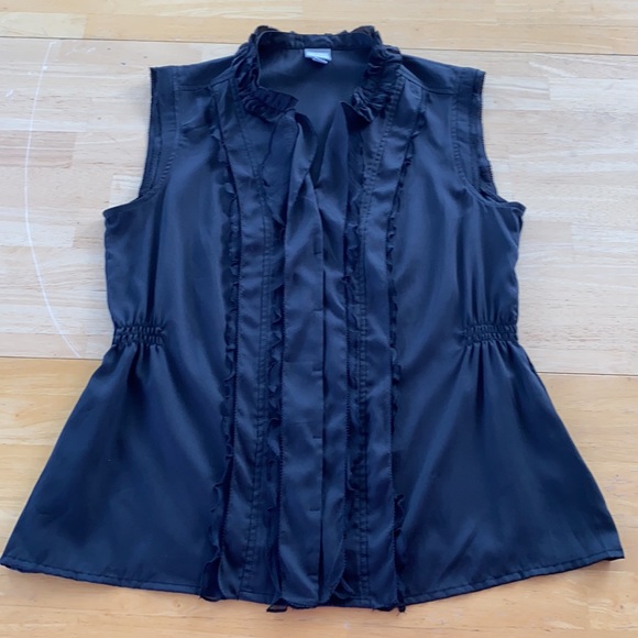 Converse Tops - CONVERSE ONE STAR. XL Collared Black Button Down with Ruffles,Tank Top.